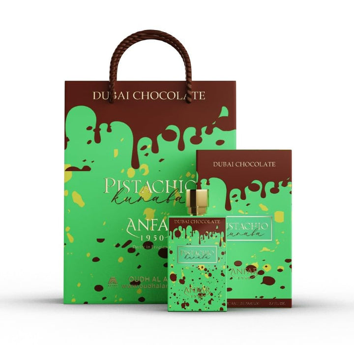 AROMA CONCEPTS | Dubai Chocolate Perfume Pistachio Kunafa Fragrance EDP 2.7 Fl Oz | Unisex Sweet Gourmand Perfume with Chocolate, Caramel & Pistachio | Arabian Dessert-Inspired Luxury Scent Perfume Sphere