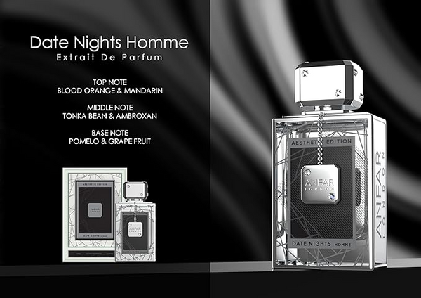 Aesthetic Edition Date Nights Homme Extrait de Parfum, 3.4 fl oz, Blood Orange & Mandarin, Tonka Bean & Ambroxan, Pomelo & Grapefruit,FOR MEN,100ML