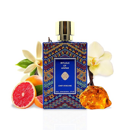 Rituals of Anfar CHEF D'OEUVRE Unisex Extrait de Parfum, 3.4 fl oz, Sicilian Orange, Calabrian Bergamot, Sicilian Lemon, Amber, Fruity Notes, White Musk, Madagascar Vanilla